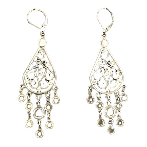 Silver crystal chandelier earrings - Picture 4 of 4